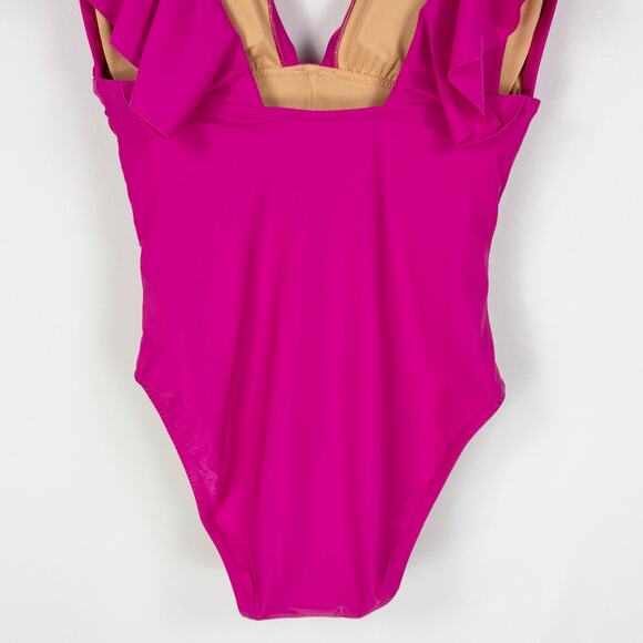 J Crew Womens Ruched Ruffle One Piece Swimsuit Size 4 Pink - Picture 11 of 14